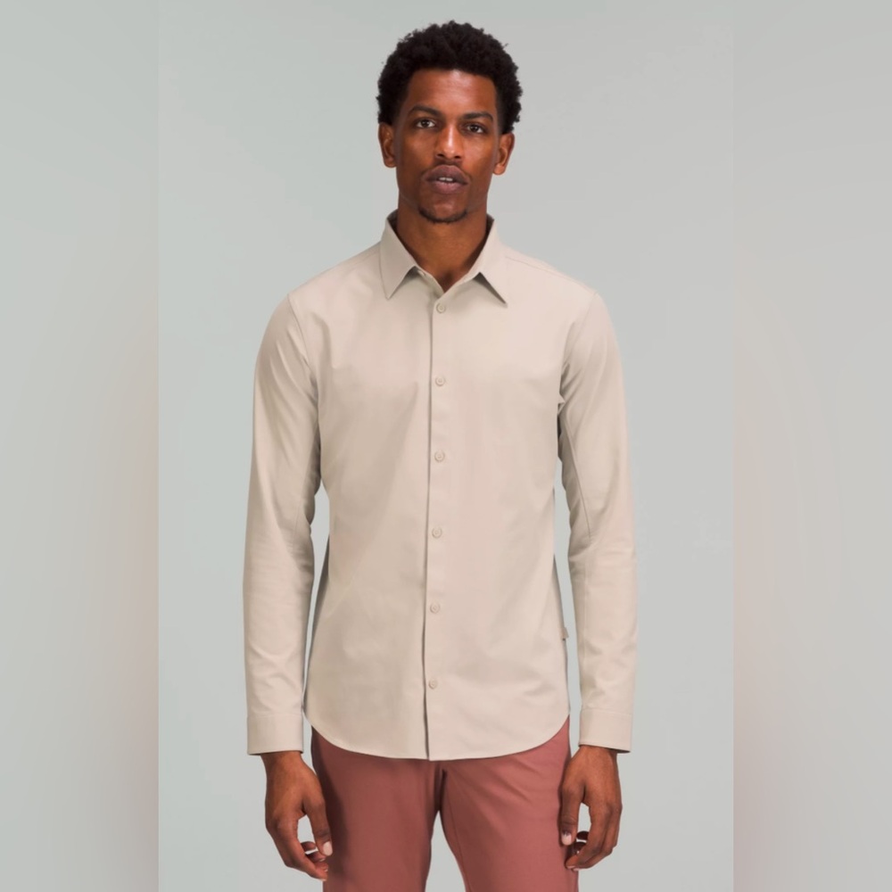 Like New Lululemon New Venture Slim-Fit Long Sleeve Shirt Raw Linen Size XXL Men